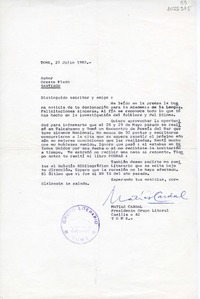[Carta] 1982 julio 20, Tomé, Chile [a] Oreste Plath  [manuscrito] Matías Cardal.
