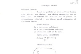 [Carta] 1985 enero 4, Santiago, Chile [a] Oreste Plath  [manuscrito] Fernando Onfray.