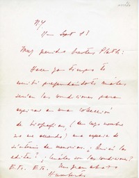 [Carta] 1983 septiembre 11, New York [a] Oreste Plath  [manuscrito] Humberto Díaz Casanueva.