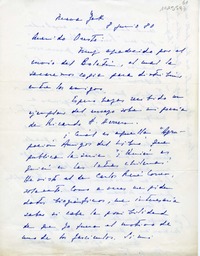 [Carta] 1980 junio 8, New York [a] Oreste Plath  [manuscrito] Humberto Díaz Casanueva.