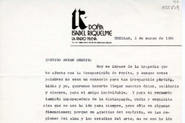 [Carta] 1986 marzo 3, Chillán, Chile [a] Oreste Plath  [manuscrito] Vicente Aciares.