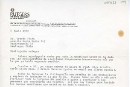 [Carta] 1980 junio 6, New Jersey [a] Oreste Plath, Santiago, Chile  [manuscrito] Diane Marting.