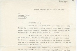 [Carta] 1981 abril 23, Punta Arenas, Chile [a] Oreste Plath, Santiago  [manuscrito] Eugenio Mimica Barassi.