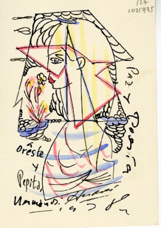 [Tarjeta] 1978, Antofagasta, [Chile] [a] Oreste Plath  [manuscrito] Andrés Sabella.