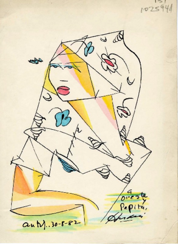 [Tarjeta] 1982 agosto 30, Antofagasta, [Chile] [a] Oreste Plath  [manuscrito] Andrés Sabella.