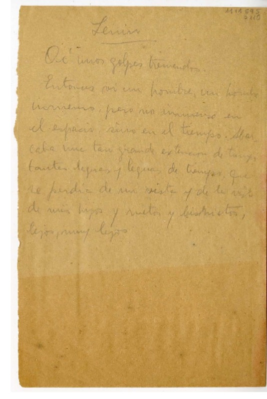 Lenin  [manuscrito] Vicente Huidobro.