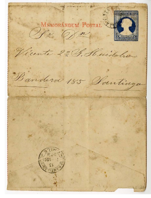 [Carta] 1901 enero 12, Santiago, Chile [a] Vicente Huidobro  [manuscrito] Vicente García-Huidobro.