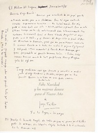 [Tarjeta postal] 1994 diciembre 4, Limache, Chile [al] amigo viejo rincón.  [manuscrito] Jorge Teillier.