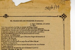 El osario de los inocentes (Fragmento)  [manuscrito] Jorge Teillier.