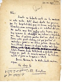 [Carta] 1974 noviembre 23, Lima, Perú [a] Juan Cristobal  [manuscrito] Jorge Teillier.