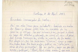 [Carta] 1983 abril 8, Santiago, Chile [al] Recordado trasvasijador de toreles, [Juan Cristobal]  [manuscrito] Rolando Cárdenas.