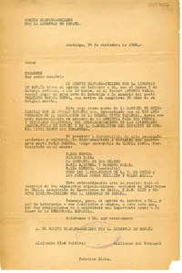 [Carta] 1966 septiembre 24, Santiago, Chile [a] [muy señor nuestro]  [manuscrito] Comite hispano-chileno por la libertad de España