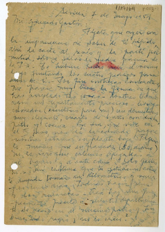 [Carta] 1951 mayo 7, Sevilla, España [a] Gastón [Castelló Bravo]  [manuscrito] Stella Corvalán.