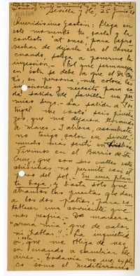 [Carta] 1951 junio 25, Sevilla, España [a] Gastón [Castelló Bravo]  [manuscrito] Stella Corvalán.