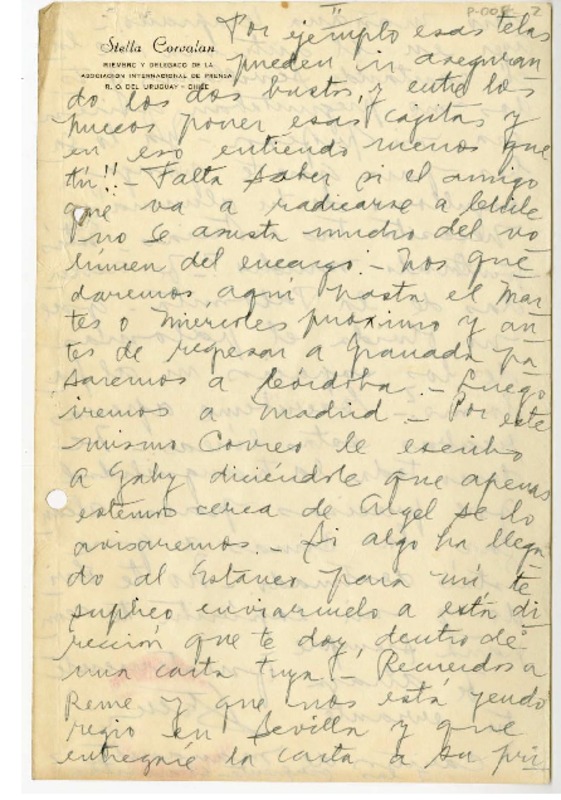 [Carta] 1951 abril 18, Sevilla, España [a] Gastón [Castelló Bravo]  [manuscrito] Stella Corvalán.