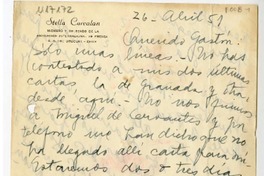 [Carta] 1951 abril 26, [Sevilla], España [a] Gastón [Castelló Bravo]  [manuscrito] Stella Corvalán.