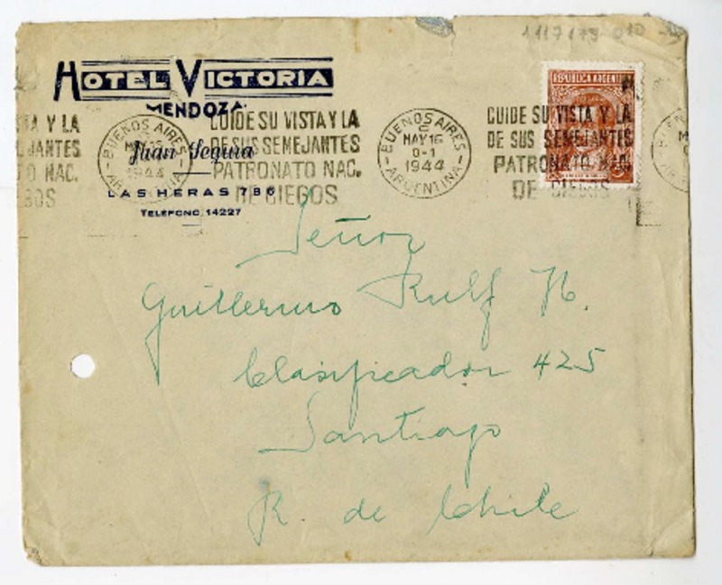 [Carta] 1944 mayo 14, Buenos Aires, Argentina [a] Guillermo Rulf, Santiago, Chile  [manuscrito] Stella Corvalán.