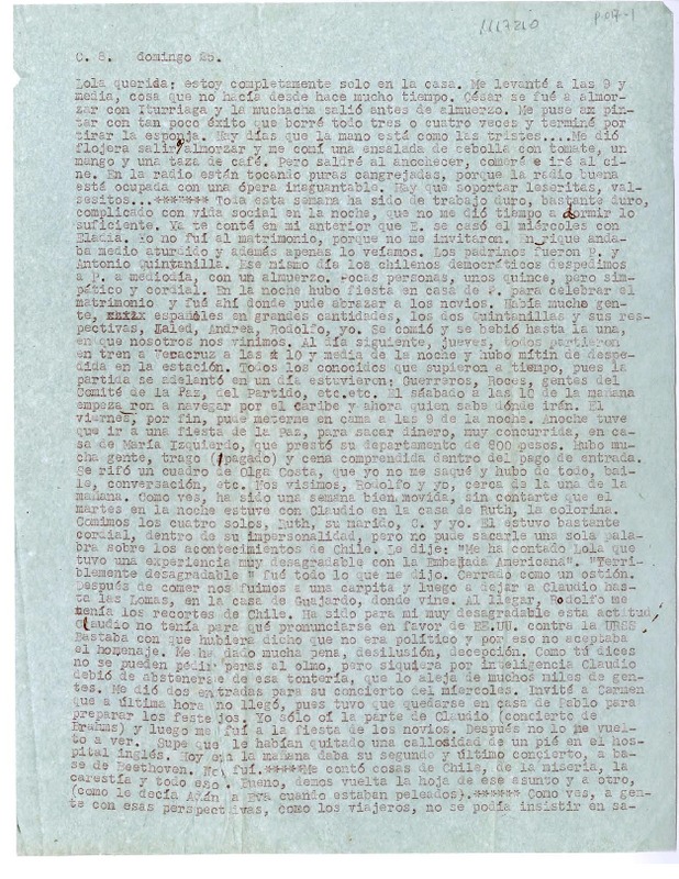 [Carta] [1950] domingo 25, [México] [a] Lola Falcón  [manuscrito] Luis Enrique Délano.