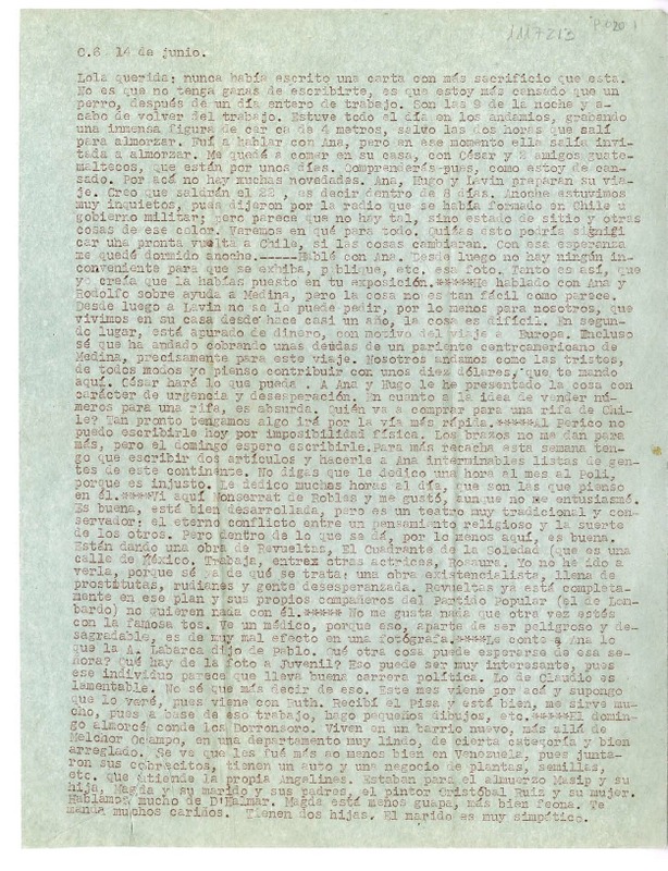 [Carta] [1950] junio 14, [México] [a] Lola Falcón  [manuscrito] Luis Enrique Délano.