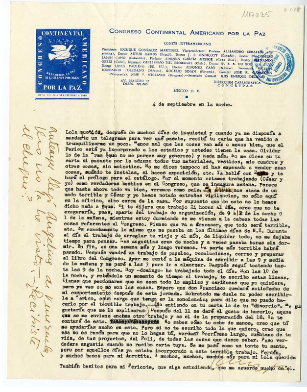 [Carta] 1949 septiembre 4, México D. F. [a] Lola Falcón  [manuscrito] Luis Enrique Délano.