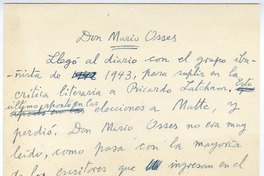 Don Mario Osses  [manuscrito] Joaquín Edwards Bello.