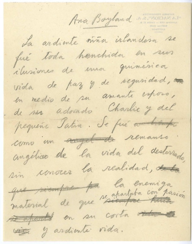Ana Boyland  [manuscrito] Joaquín Edwards Bello.