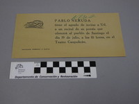 [Tarjeta] 1959 jul. 19, Santiago, Chile  [manuscrito] Pablo Neruda.