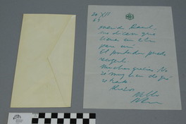 [Carta] 1969 dic. 20, Santiago, Chile [a] Raúl Silva Castro  [manuscrito] Pablo Neruda.