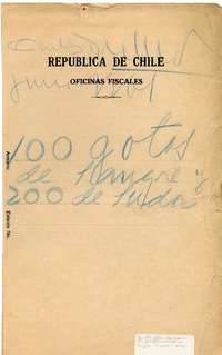 100 gotas de sangre y 200 de sudor :  [manuscrito] Carlos Droguett.