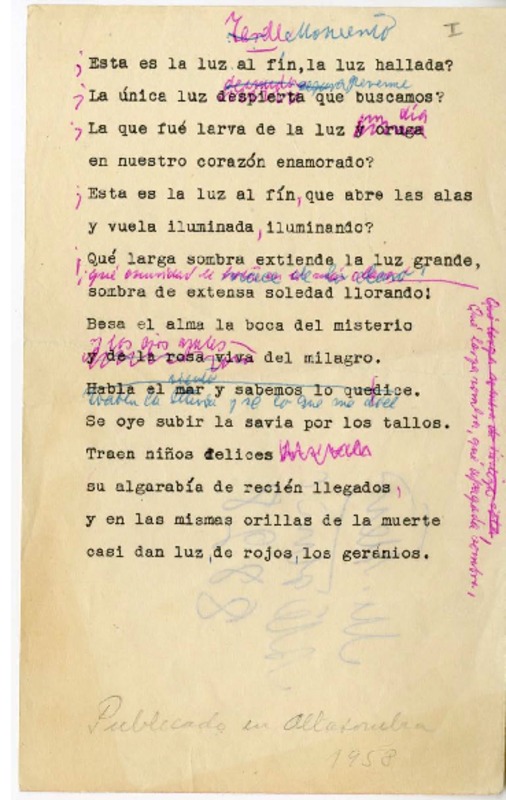 De momento  [manuscrito] Juan Guzmán Cruchaga.