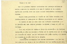 Chile y el mar  [manuscrito] Juan Guzmán Cruchaga.