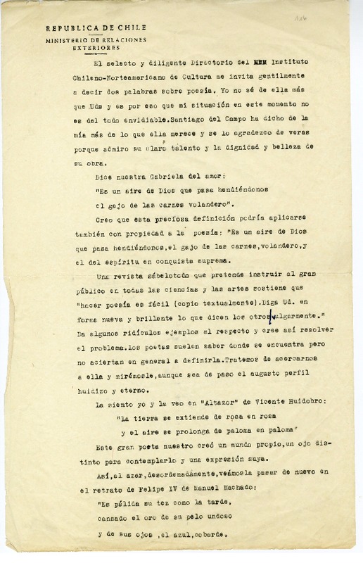[El selecto y diligente directorio...]  [manuscrito] Juan Guzmán Cruchaga.