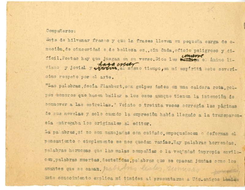 Compañeros  [manuscrito] Juan Guzmán Cruchaga.