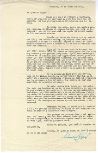 [carta] 1951 julio 30, Londres, Inglaterra [a] Juan Guzmán Cruchaga  [manuscrito] Salvador Reyes.