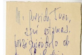 [Tarjeta] [1965], Santiago, Chile [a] Juan Guzmán Cruchaga  [manuscrito] Hernán Díaz Arrieta.