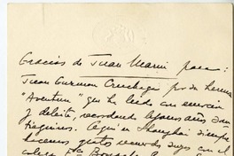 [Tarjeta] 1940 septiembre 19, Shanghai, China [a] Juan Guzmán Cruchaga  [manuscrito] Juan Marin.