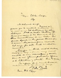 [Carta] 1945 febrero 8, Viña del Mar, Chile [a] Roque Esteban Scarpa  [manuscrito] Pedro Prado.