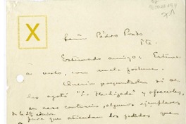[Carta] 1917 mayo 10, Santiago, Chile [a] Pedro Prado  [manuscrito] Fernando Santivan.