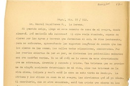 [Cartas] [entre 1915 y 1923], Santiago, Chile [a] Manuel Magallanes Moure  [manuscrito] Pedro Prado; transcripción de Raúl Silva Castro.