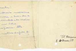 [Carta] 1959 marzo 8, Santiago, Chile [al] Director de "El Mercurio"  [manuscrito] Matías Rafide.