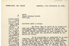 [Carta] 1952 noviembre 5 Londres, Inglaterra [a] Roque Esteban Scarpa  [manuscrito] Salvador Reyes.