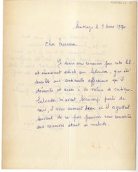 [Carta] 1970 marzo 9, Santiago, Chile [a] Raúl Silva Castro  [manuscrito] Suzanne B. de Reyes.