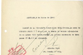 [Recibo] 1940 marzo 4, Santiago, Chile [a] Biblioteca Nacional de Chile  [manuscrito] Alberto Ried Silva.