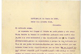 [Carta] 1928 junio 30, Santiago, Chile [a] Alberto Ried Silva  [manuscrito] Hernán Díaz Arrieta.