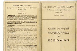 Carné de identidad del sindicato de escritores de París.  [manuscrito] Alberto Ried Silva.
