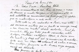 [Carta] 1921 enero 5, París, Francia [a] Pedro Prado  [manuscrito] Alberto Ried Silva.