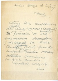 [Carta] 1957, Santiago, Chile [a] Isolina Barraza  [manuscrito] Laura Rodig.