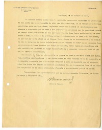 [Carta] 1944 octubre 30, Santiago, Chile [a] Gonzalo Drago  [manuscrito] Alberto Romero.