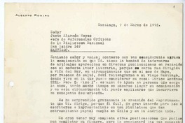 [Carta] 1972 marzo 7, Santiago, Chile [a] Biblioteca Nacional de Chile  [manuscrito] Alberto Romero.