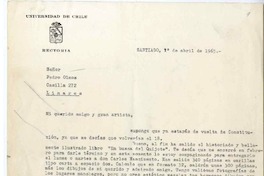 [Carta] 1965 abril 1, Santiago, Chile [a] Pedro Olmos  [manuscrito] Carlos Sander.